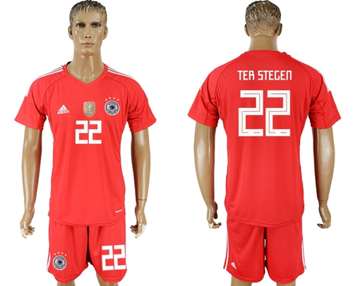 Germany #22 Ter Stegen Red Goalkeeper Soccer Country Jersey - Click Image to Close